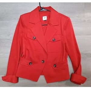 CABI Orange Short Pea Coat Fall Jacket Button Pockets Size 4